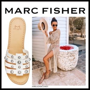 WHITE LEATHER SLIDES SLIP ONS SANDALS FLATS A3C